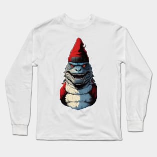 Godzilla wear santa hat Long Sleeve T-Shirt